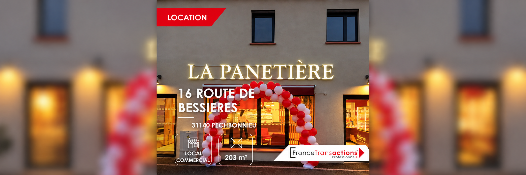 Façade de LA PANETIÈRE, local commercial de 203 m² situé au 16 route de Bessières à Pechbonnieu.