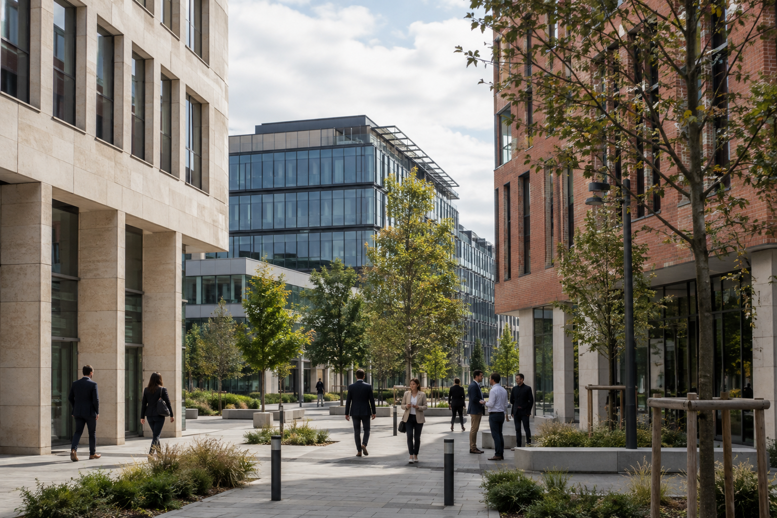 Immeubles de bureaux contemporains illustrant le marché tertiaire à Bordeaux et Toulouse en 2026