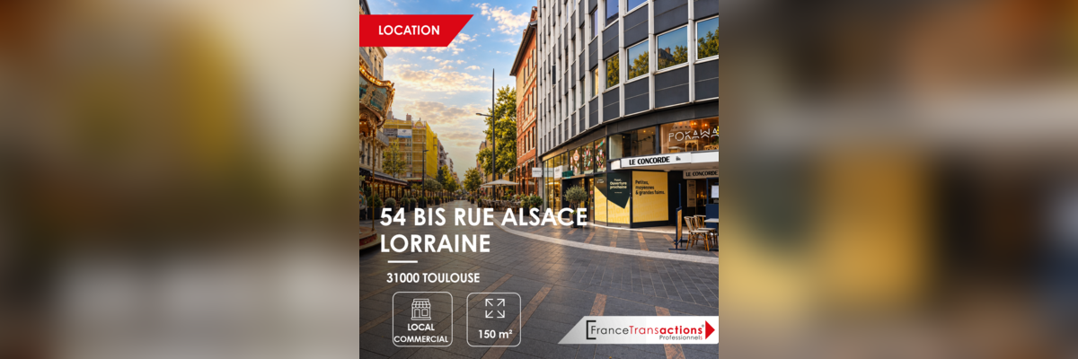 Local commercial situé au 54 bis rue Alsace-Lorraine à Toulouse, future adresse d’une enseigne de restauration