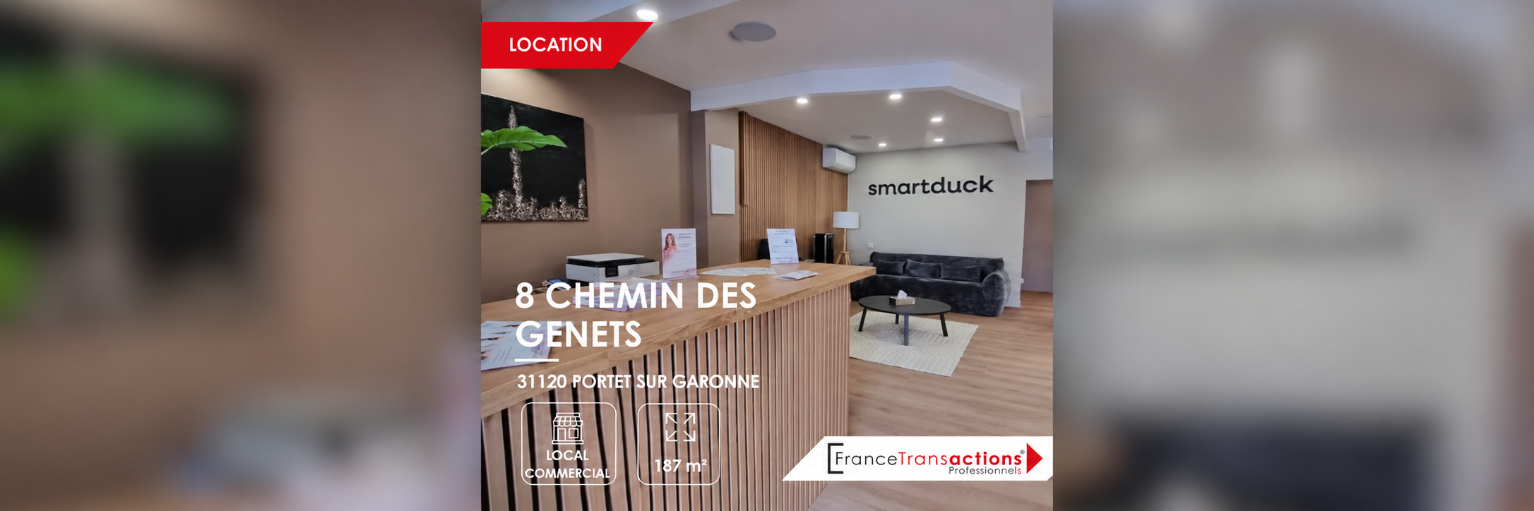 Local commercial de 187 m² loué à SMARTDUCK à Portet-sur-Garonne